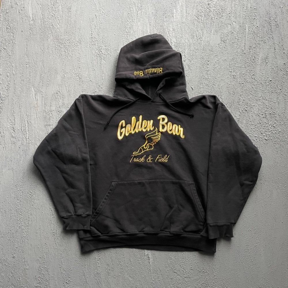 Vintage Golden Bear Track & Field Hoodie Mens Large Black 90s Wilson